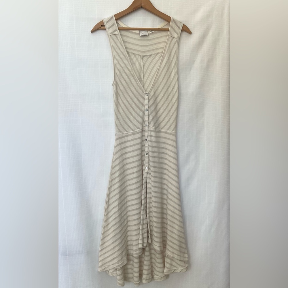 Anthropologie postage stamp Cream and Gray Striped Top